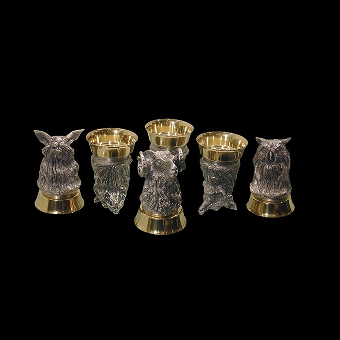 Набор серебряных ритон "Охотники" на 6 персон